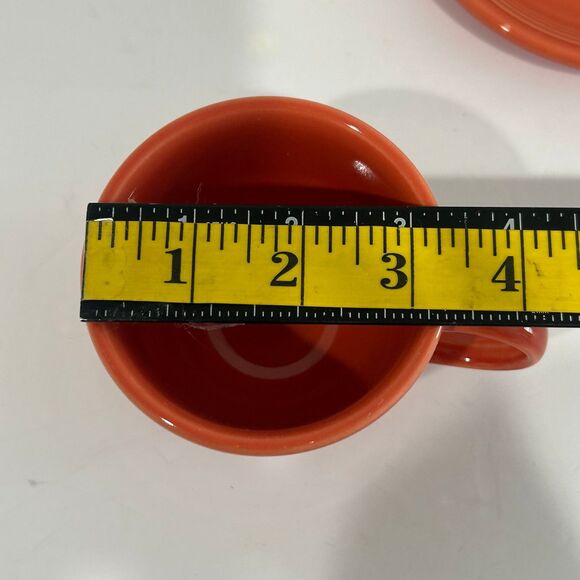 Homer Laughlin China Fiestaware Cups and Saucers Set of 4 Color Persimmon - Picture 9 of 12